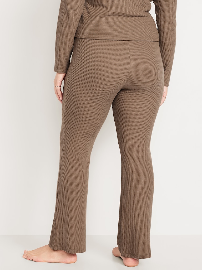 High-Waisted Cozy Waffle Flare Pants