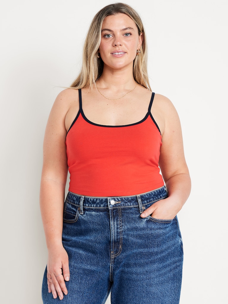 Camisole courte en jersey liséré
