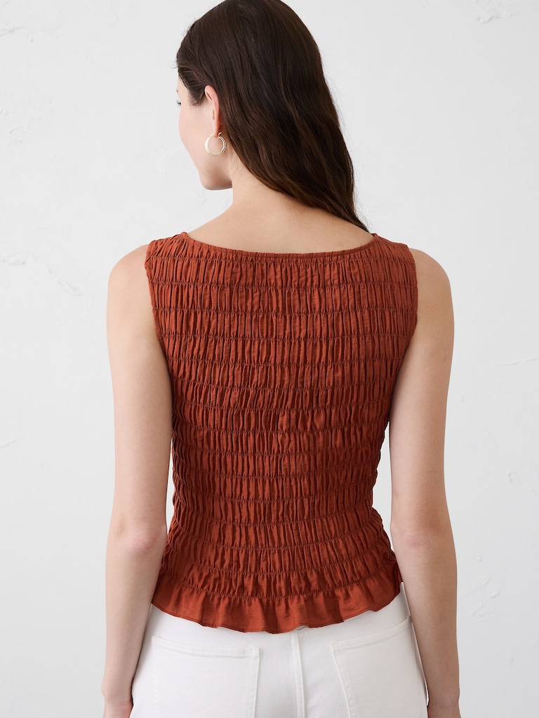 Boatneck Smocked Top