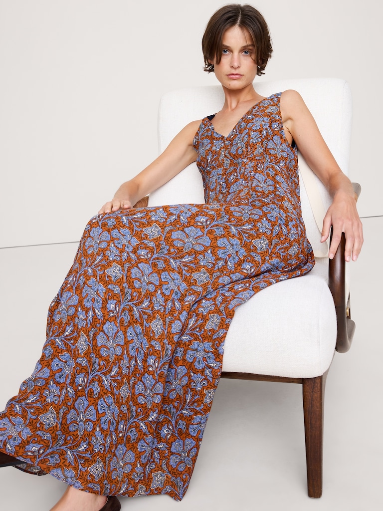 Pintuck Maxi Dress
