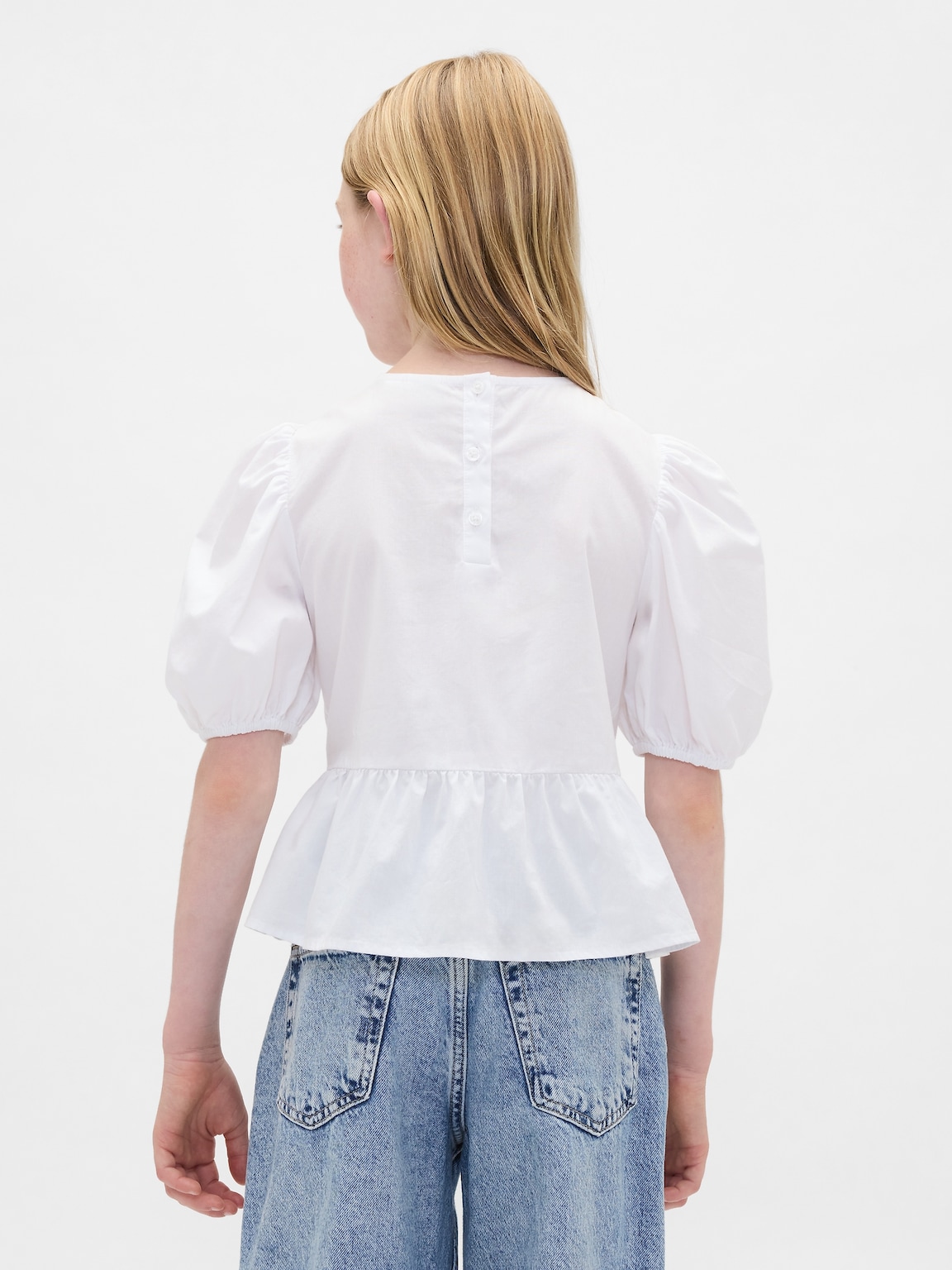 Kids Puff-Sleeve Peplum Top