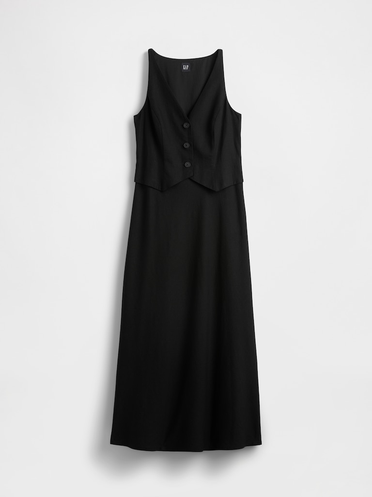 Linen-Blend Vest Maxi Dress