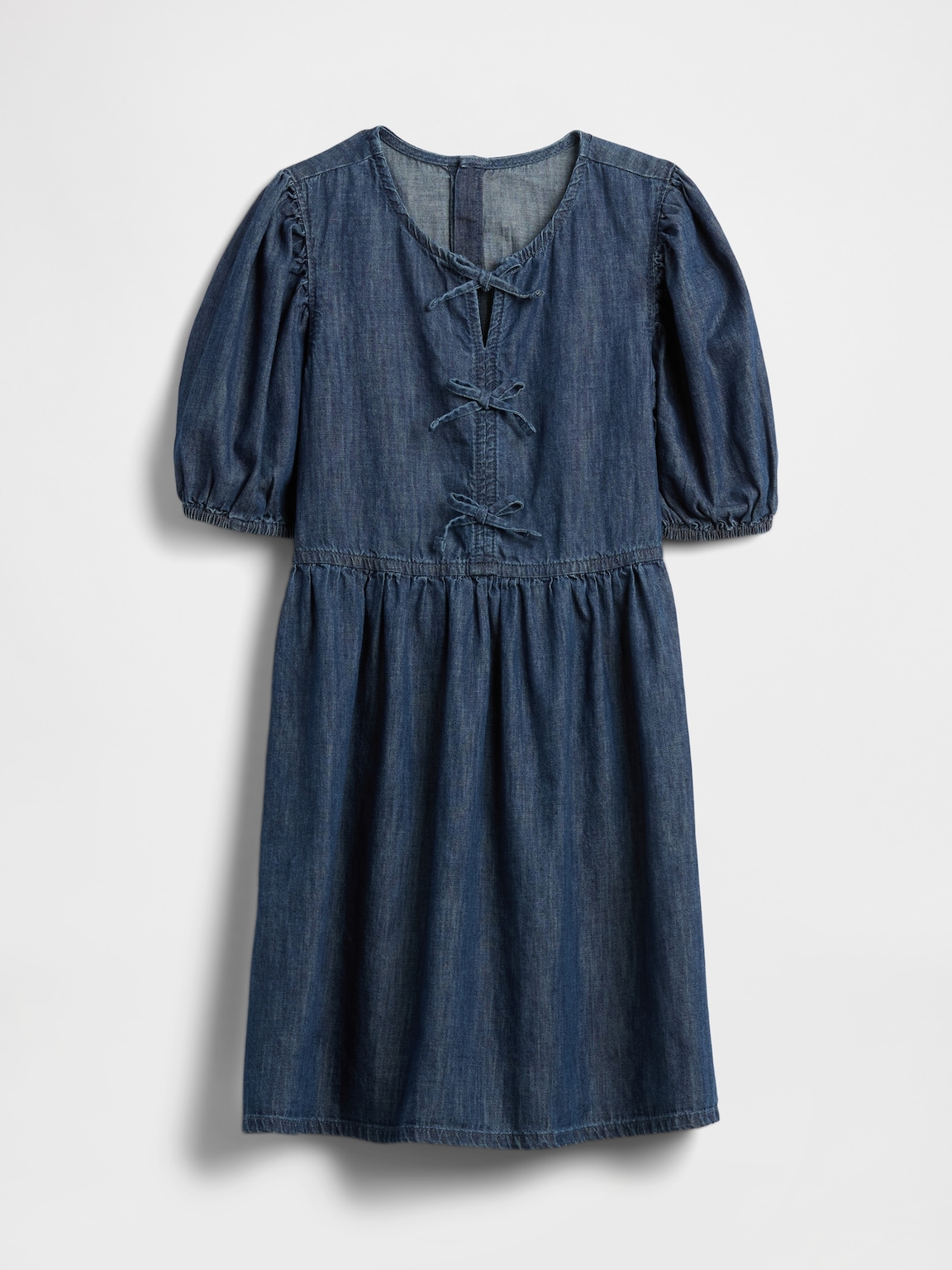 Kids Denim Puff-Sleeve Dress