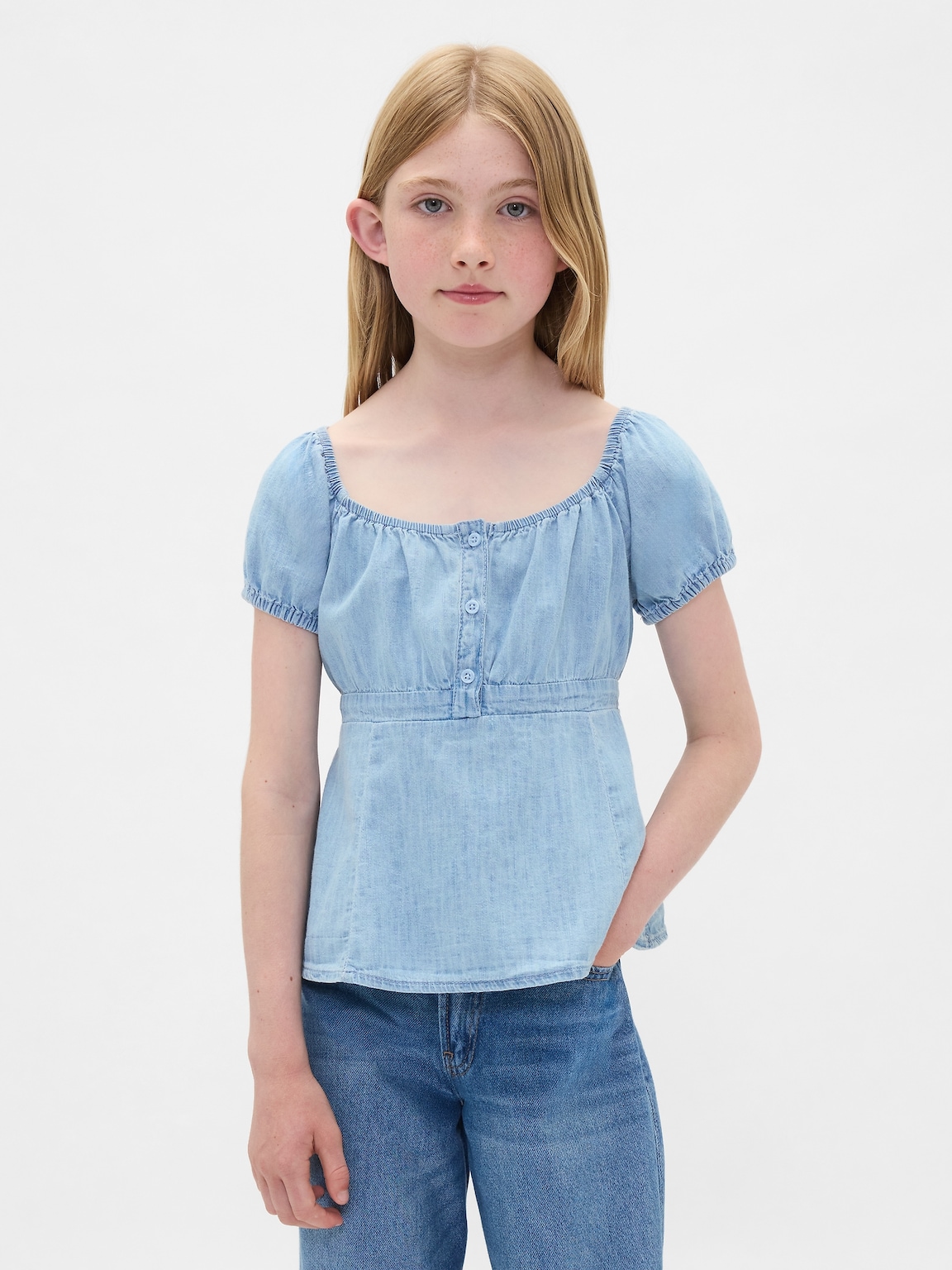 Kids Denim Babydoll Top