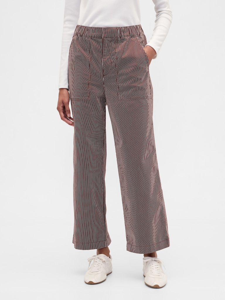 High Rise Easy Stripe Wide-Leg Khakis