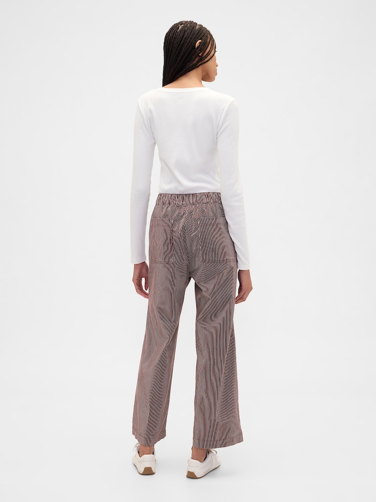 High Rise Easy Stripe Wide-Leg Khakis