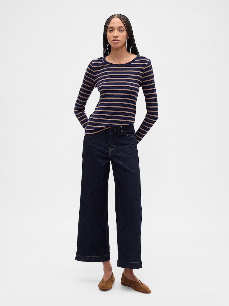 Modern Ribbed Stripe Crewneck T-Shirt