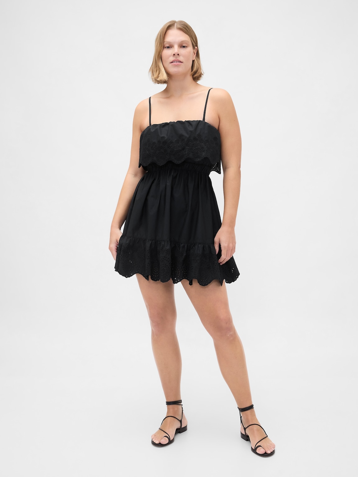 Eyelet Ruffle Mini Dress