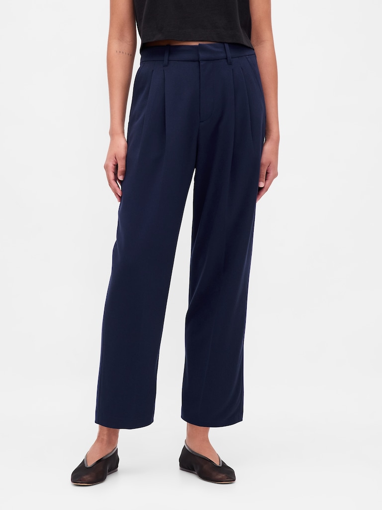 365 High Rise Brushed Twill Taper Ankle Trousers