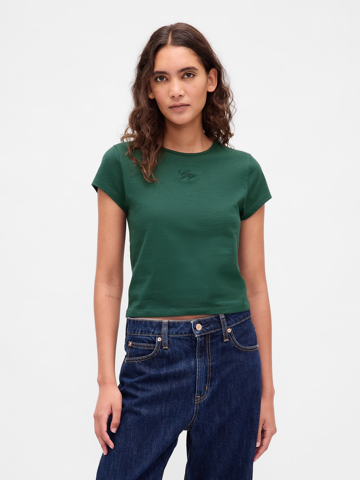Cotton Jersey Crop Logo T-Shirt