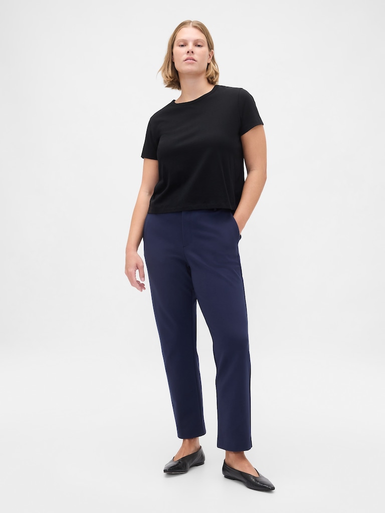 High Rise Double Knit Slim Crop Pants