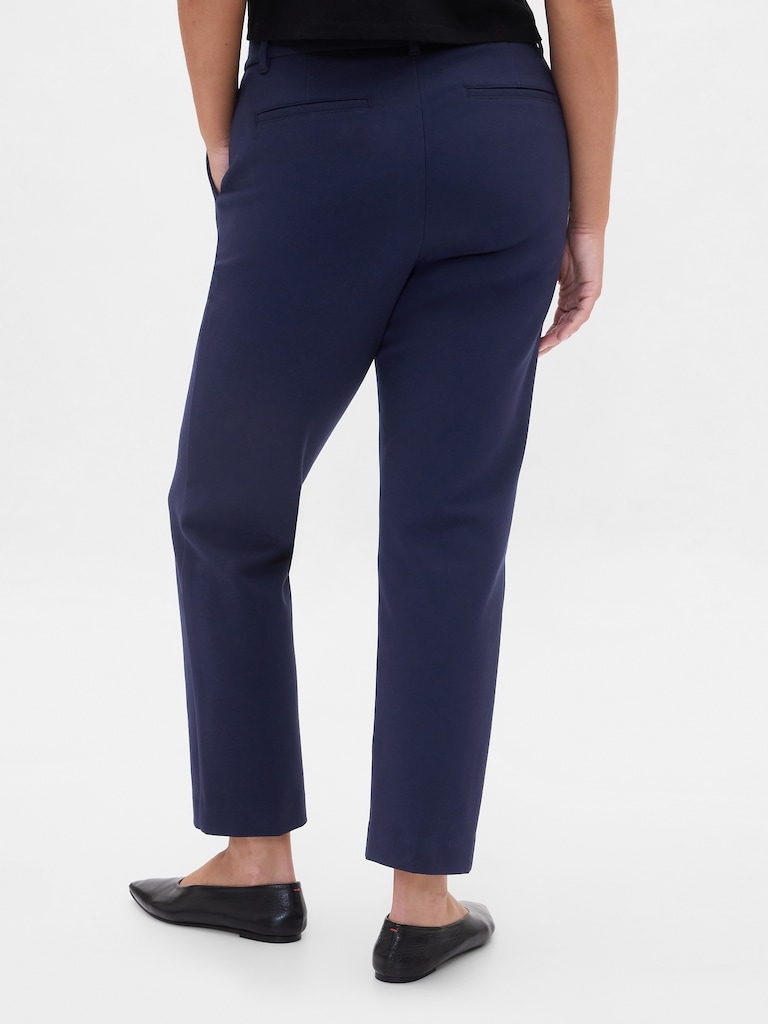 High Rise Double Knit Slim Crop Pants