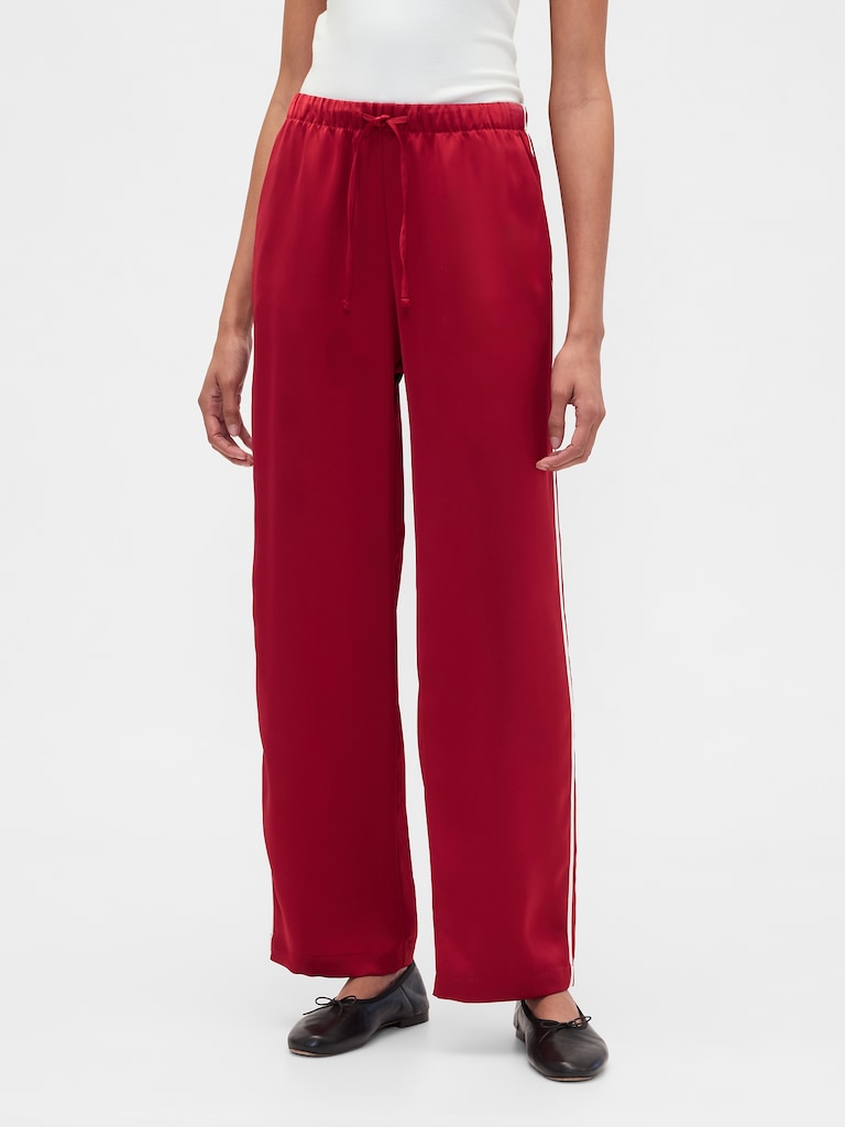 Relaxed Satin Straight-Leg Crop Pants