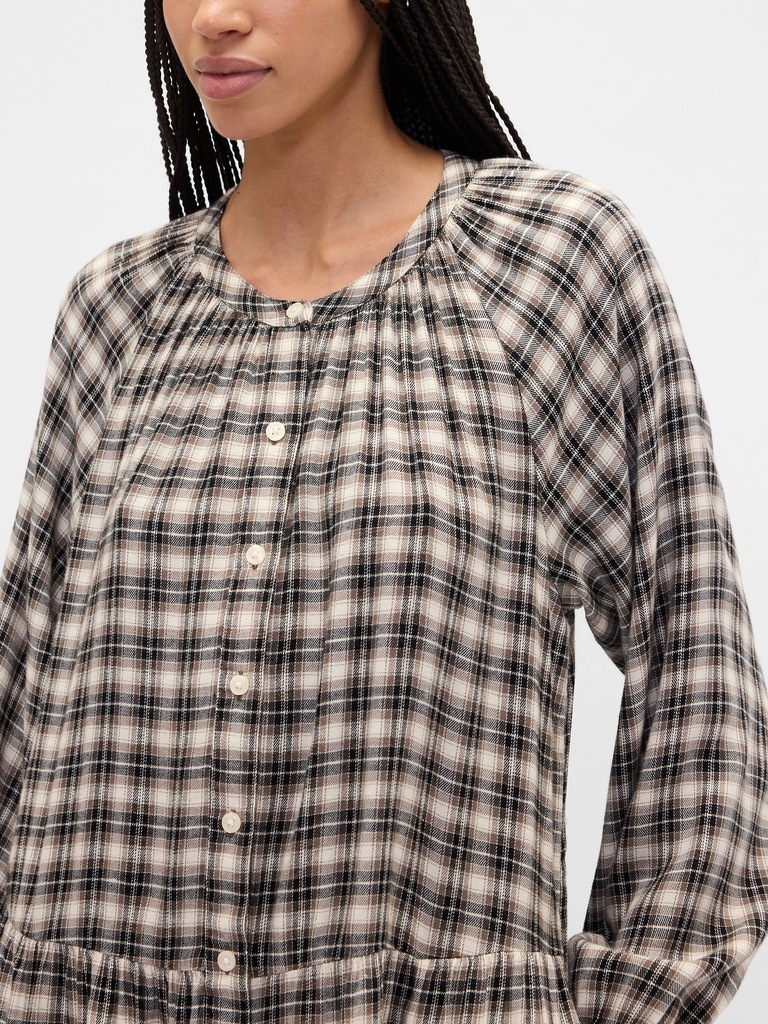 Relaxed Flannel Shirtdress