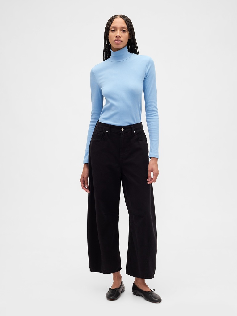 Ribbed Turtleneck T-Shirt