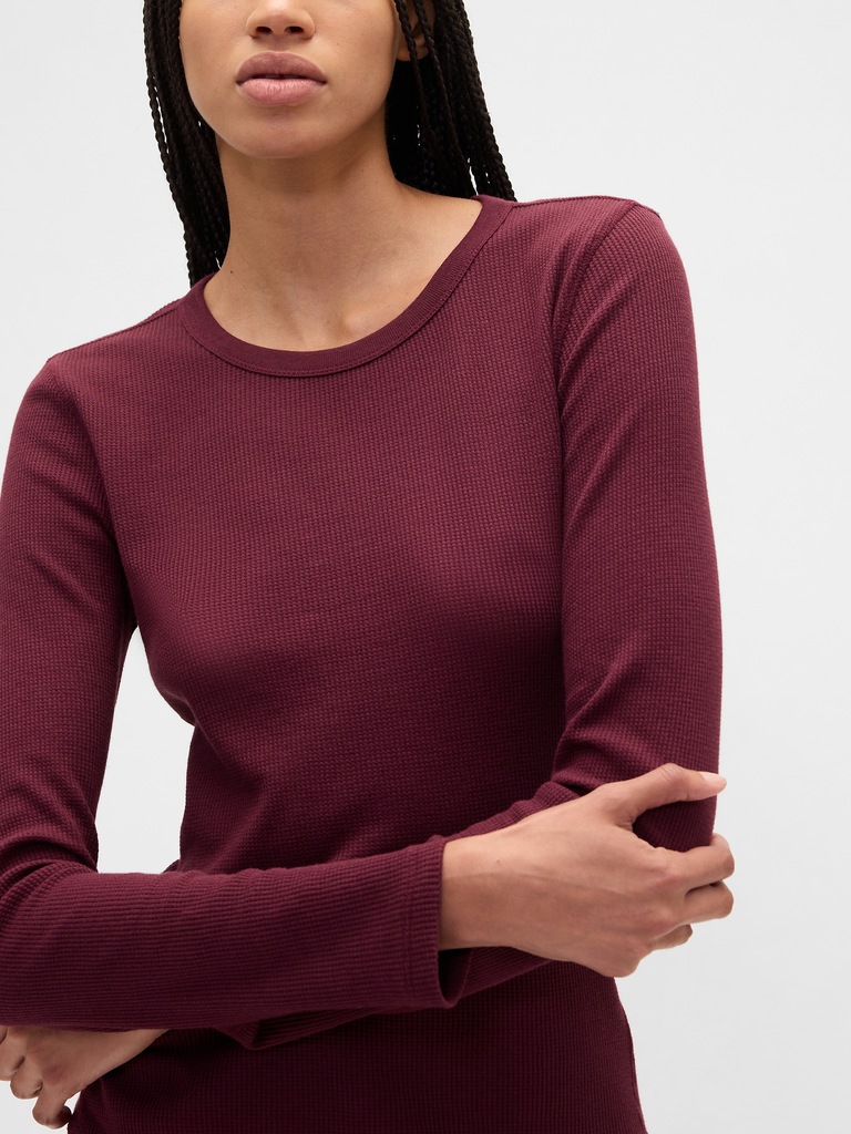 Waffle-Knit Crewneck T-Shirt