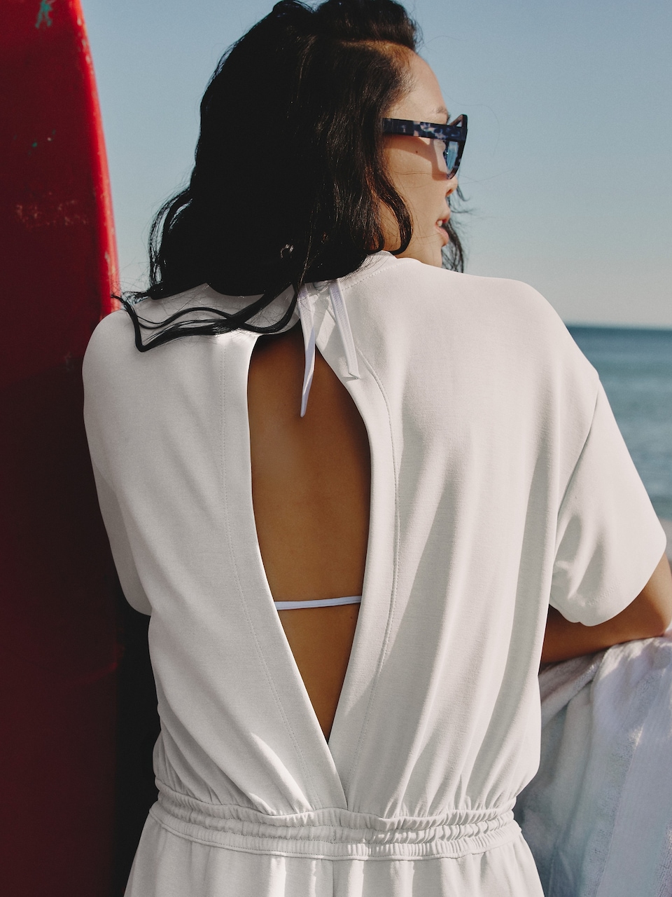 V-Neck Hardware One-Piece Swimsuit