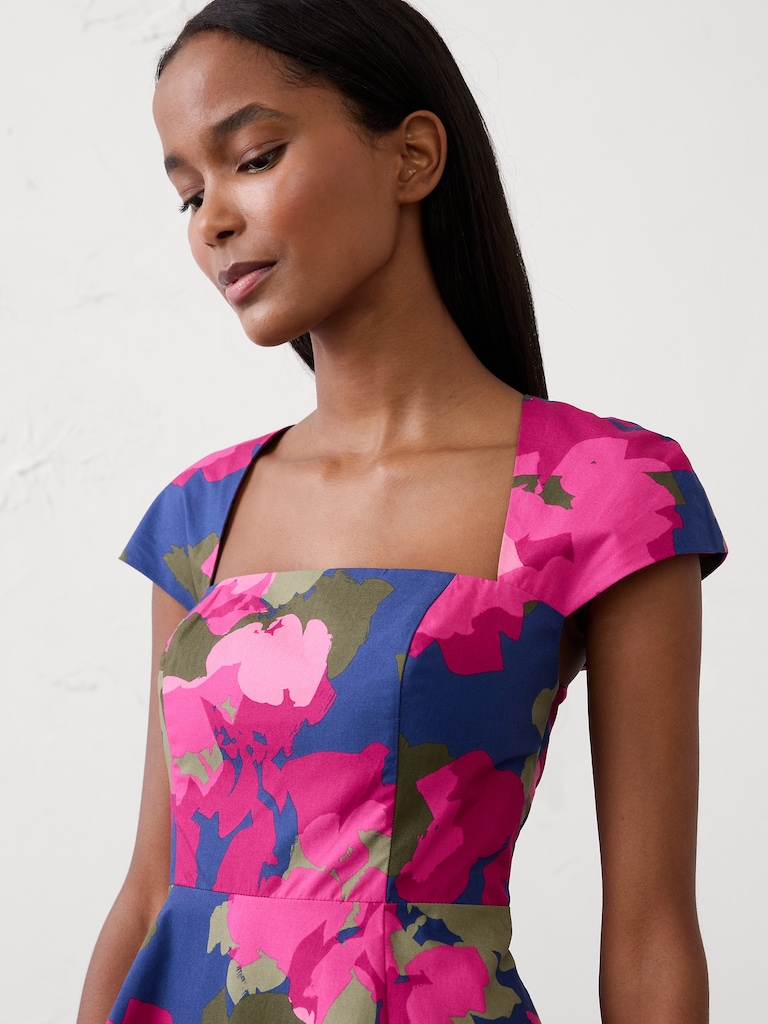 Square-Neck Midi Dress