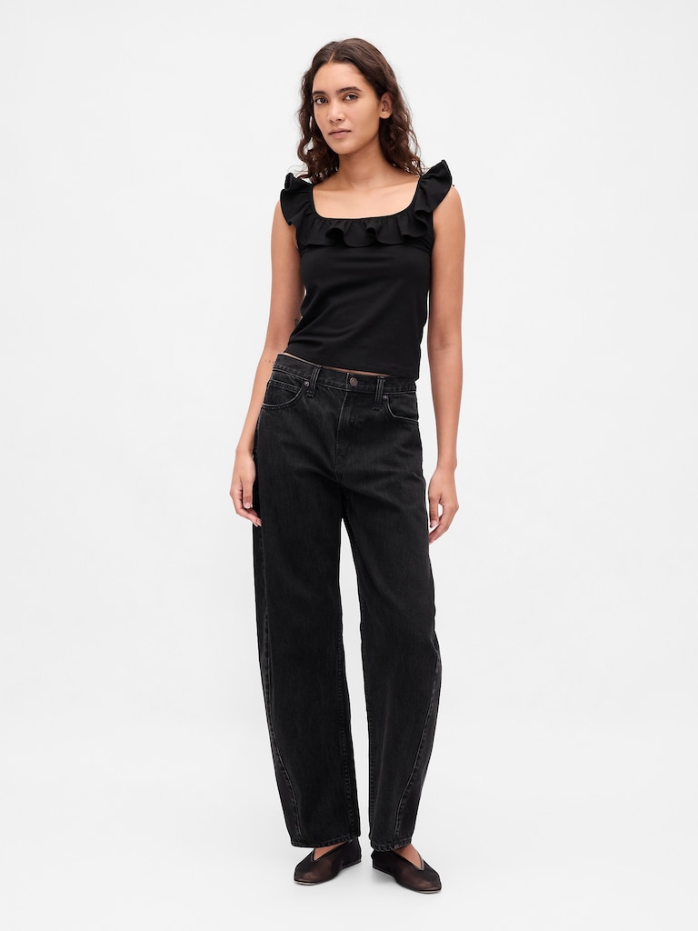 Modern Ruffle Crop Tank Top