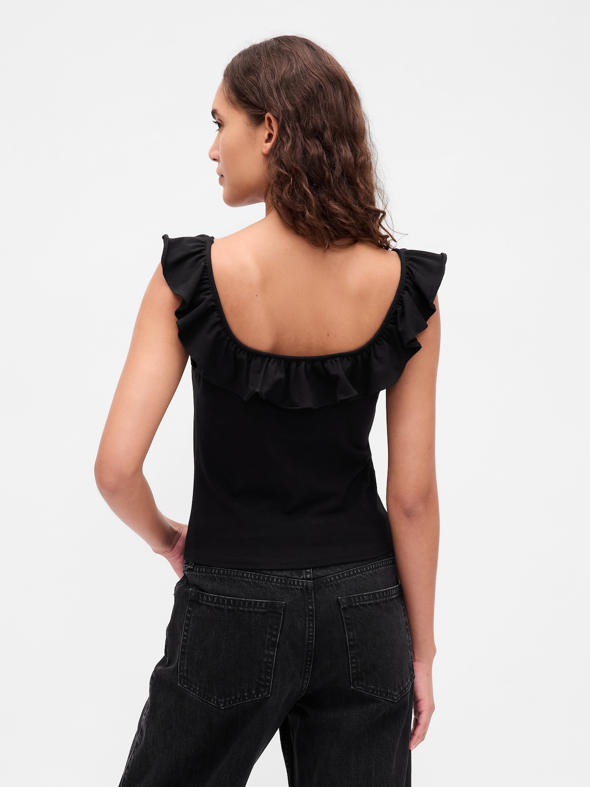 Modern Ruffle Crop Tank Top