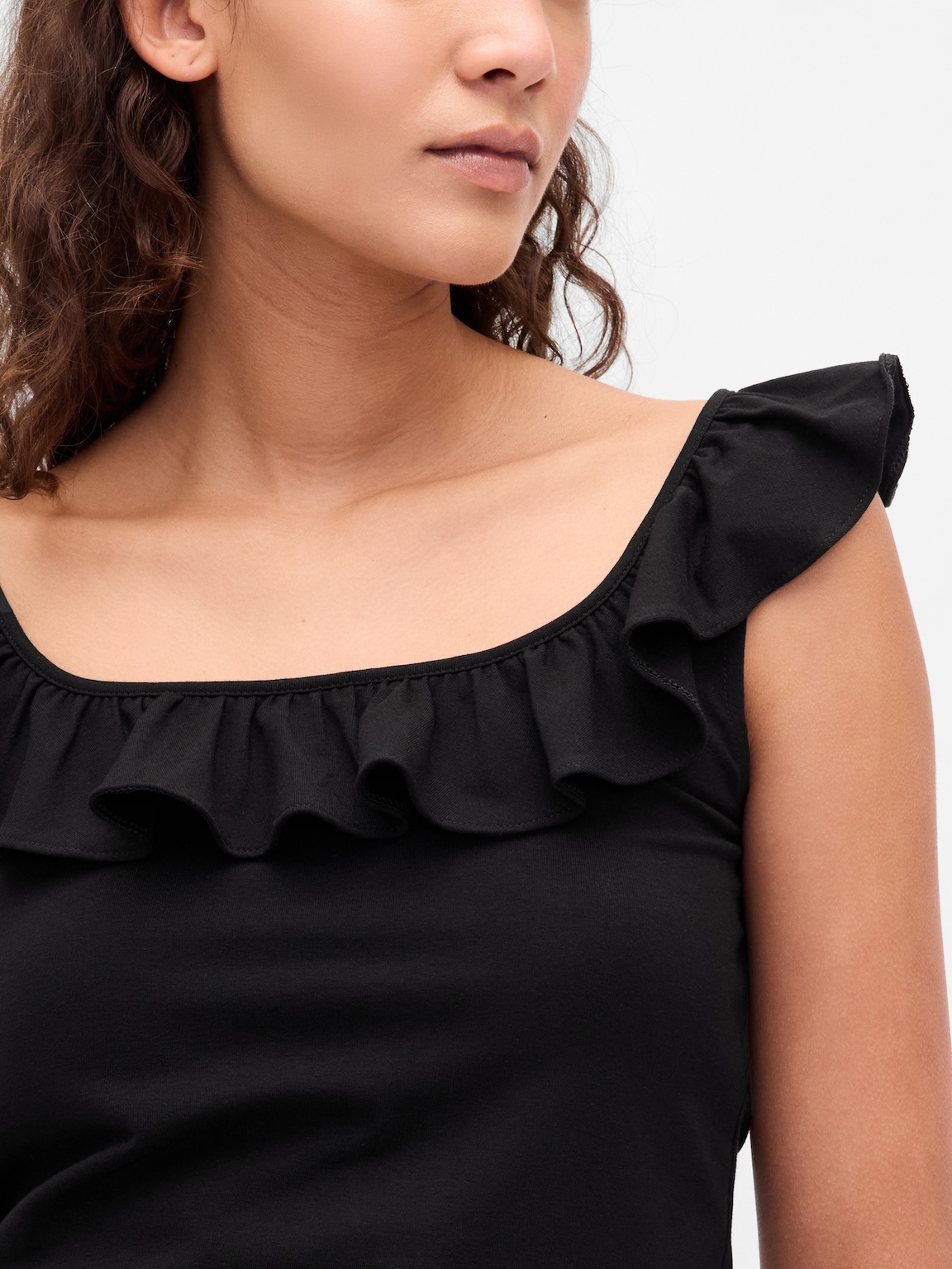 Modern Ruffle Crop Tank Top