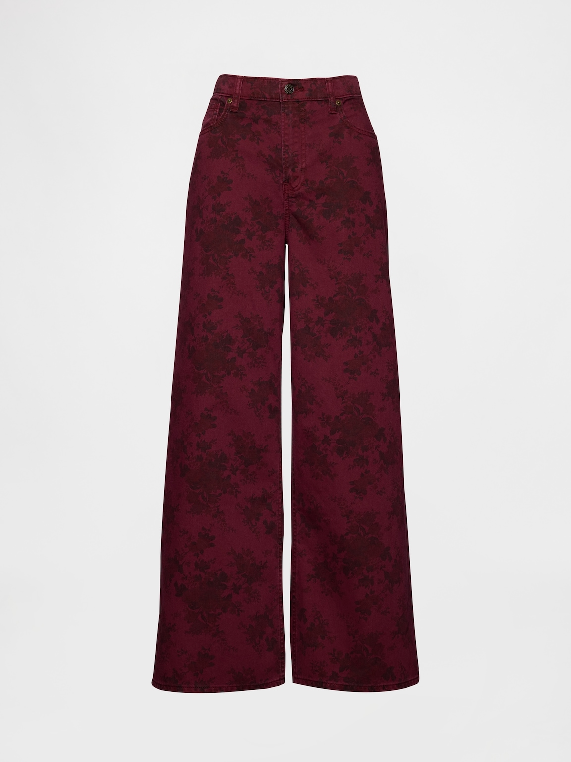 Mid Rise Floral Baggy Jeans