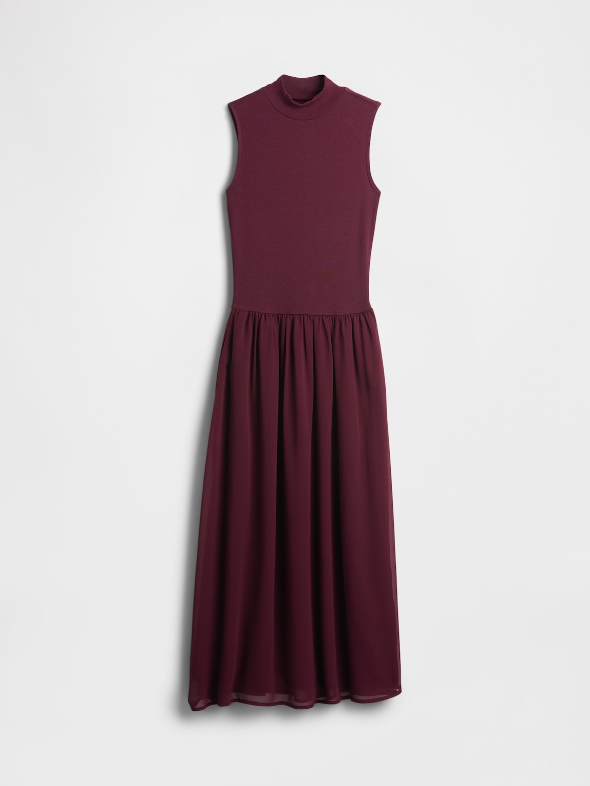 Modern Mockneck Mixed Media Maxi Dress