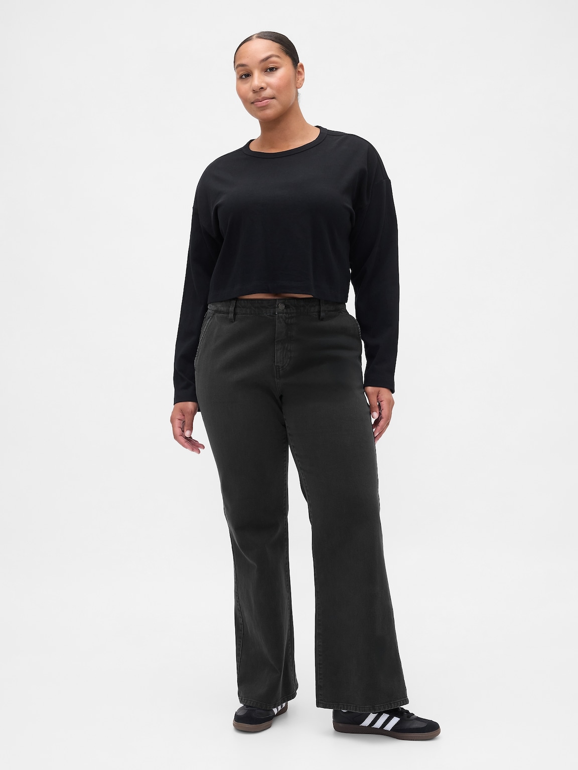Low Rise Relaxed Flare Khakis