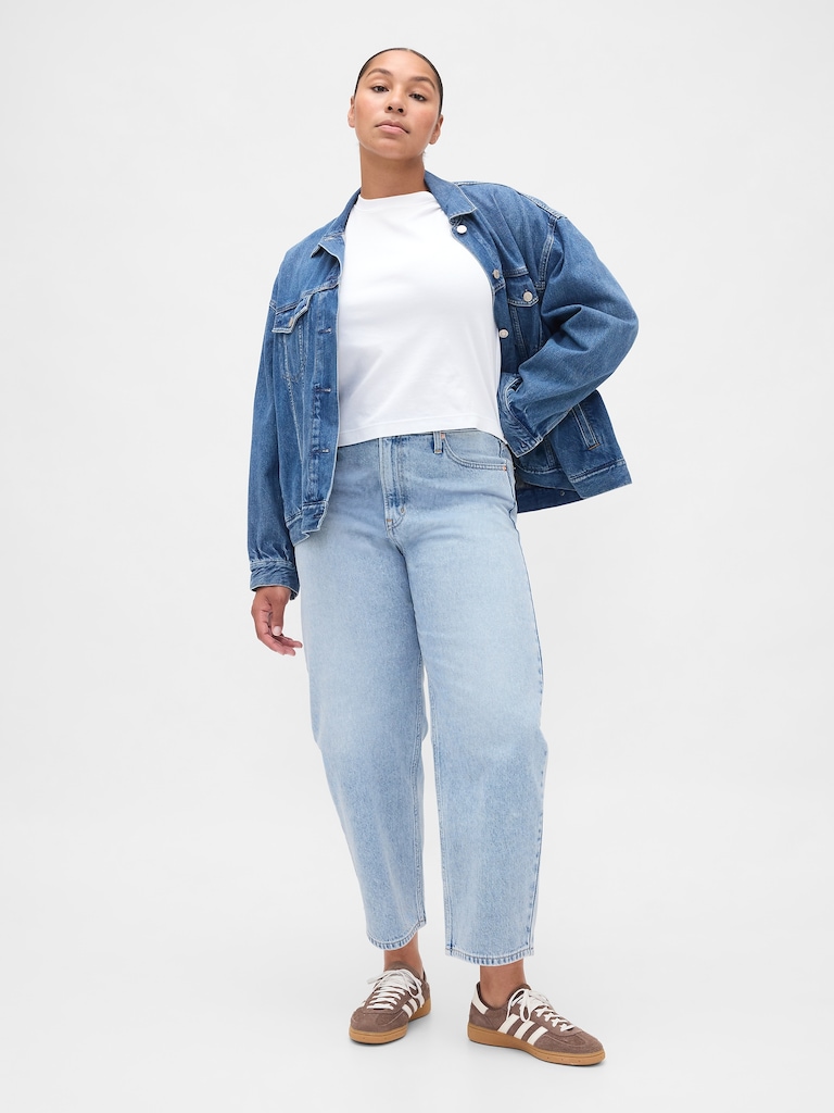 High Rise Crop Barrel Jeans
