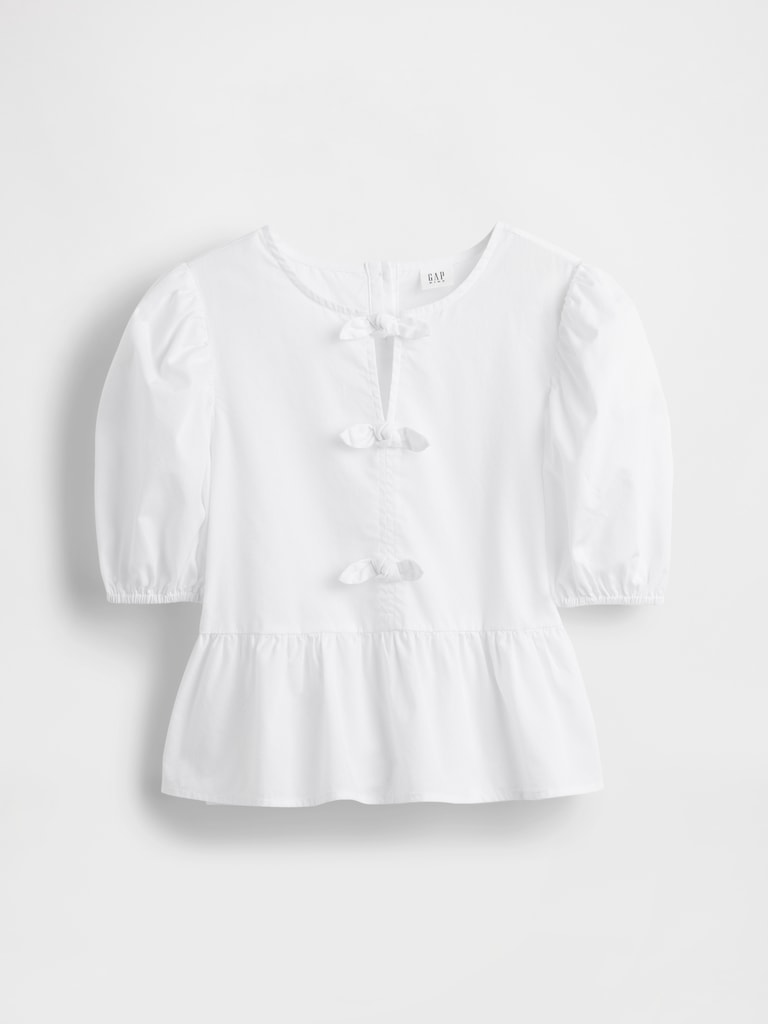 Kids Puff-Sleeve Peplum Top
