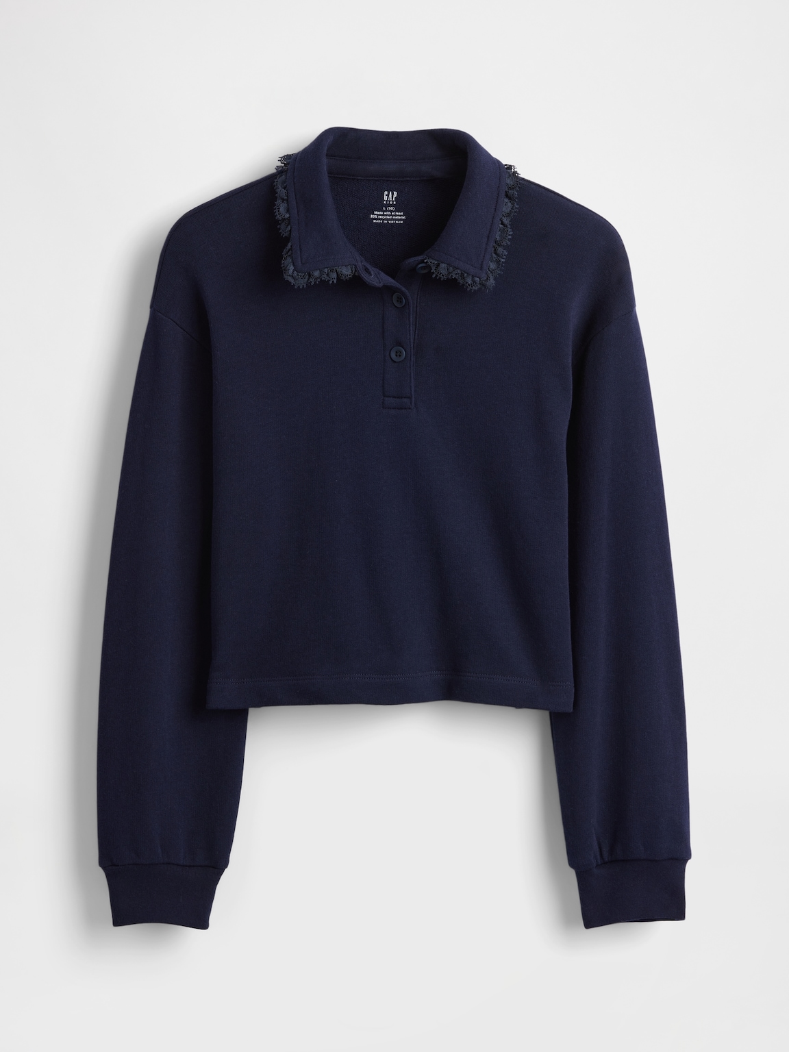 Kids French Terry Lace-Trim Polo Sweatshirt