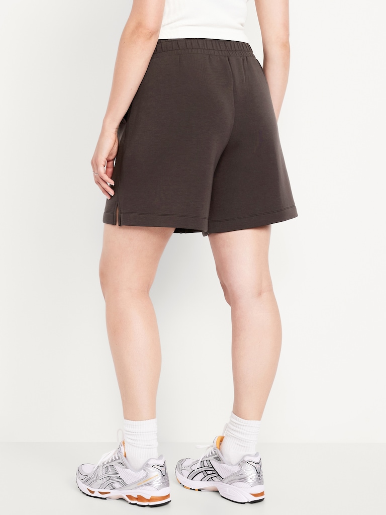 High-Waisted Bounce Fleece Shorts -- 8-inch inseam
