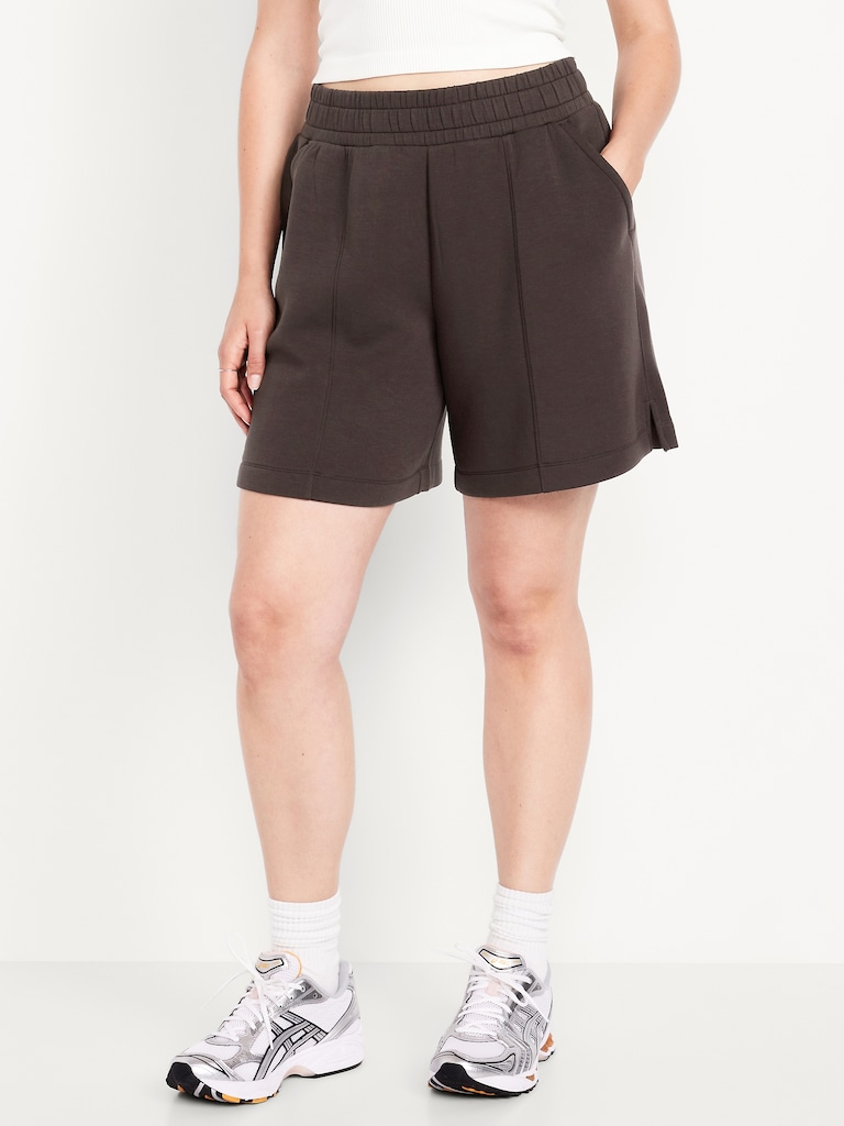 High-Waisted Bounce Fleece Shorts -- 8-inch inseam