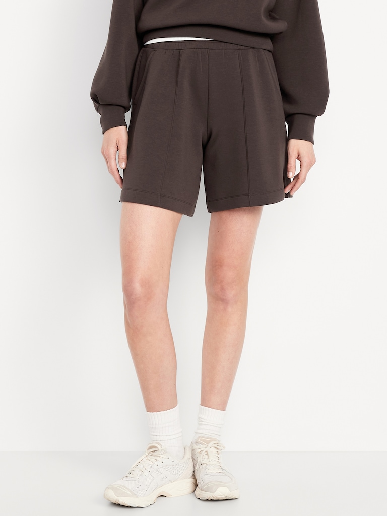 High-Waisted Bounce Fleece Shorts -- 8-inch inseam