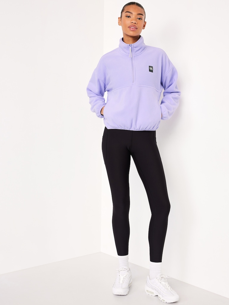 Oversized Performance Microfleece Cropped Half Zip