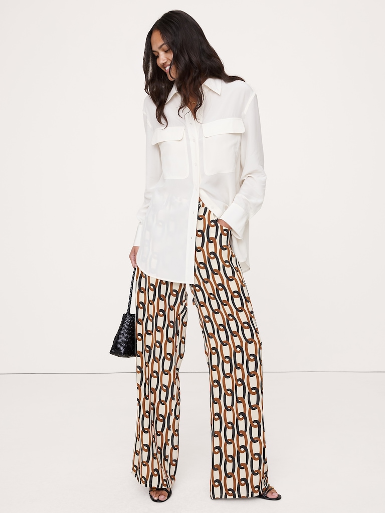 The Studio Wide-Leg Drawstring Pant in Silk