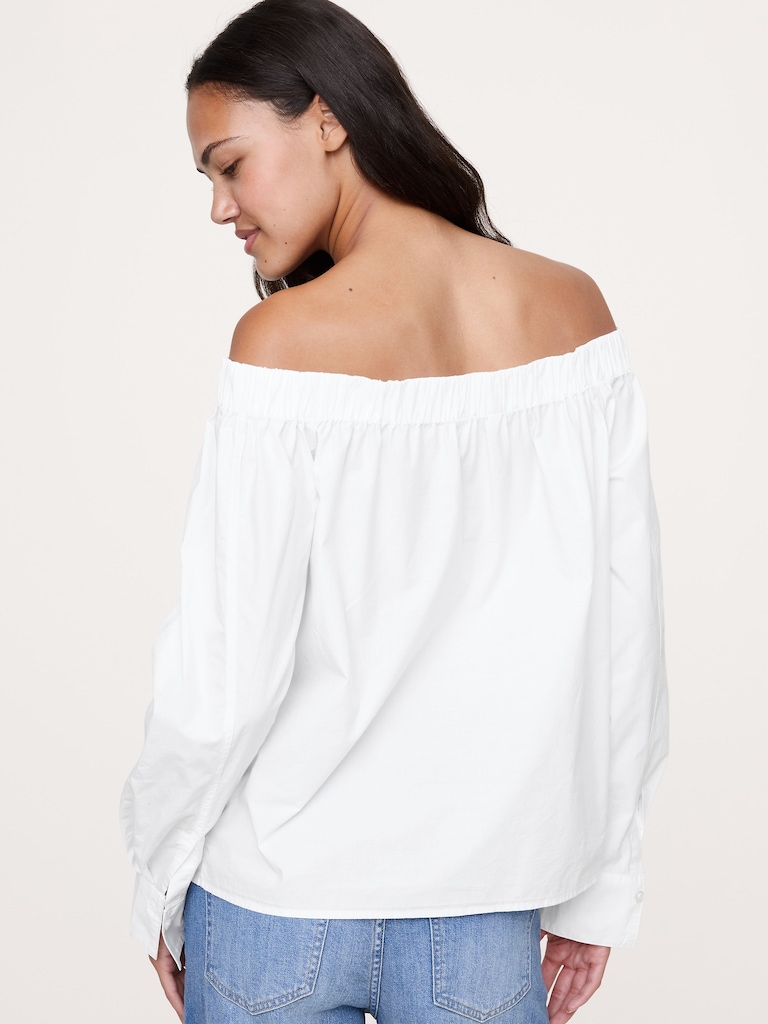 Cotton Poplin Off-the-Shoulder Top