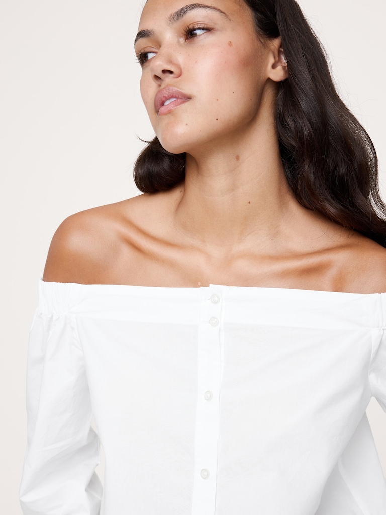 Cotton Poplin Off-the-Shoulder Top