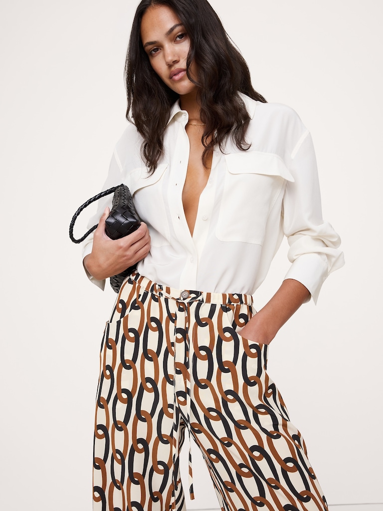 The Studio Wide-Leg Drawstring Pant in Silk