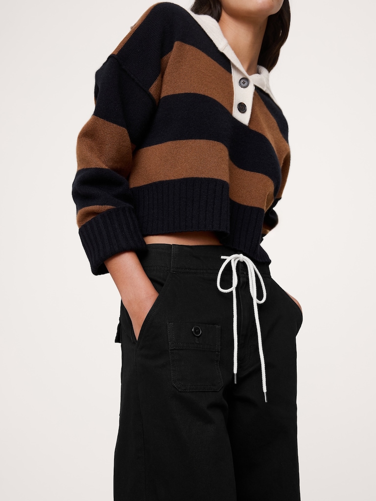 High-Rise Wide-Leg Pull-On Drawstring Pant