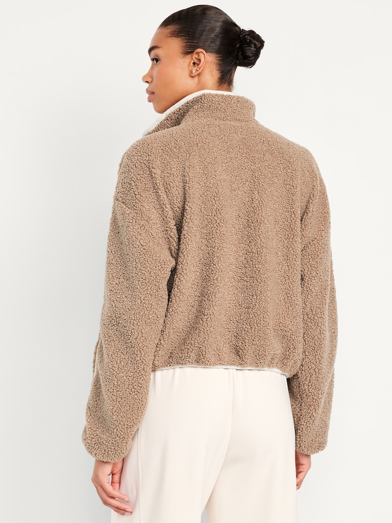 Loose Sherpa Quarter-Zip Pullover