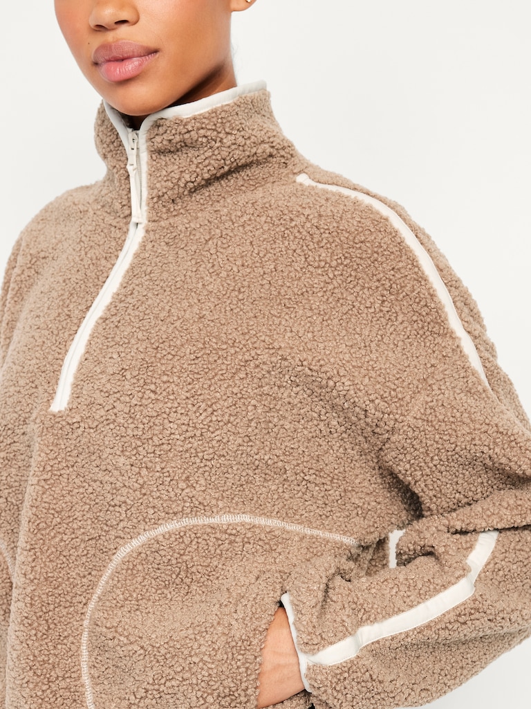 Loose Sherpa Quarter-Zip Pullover