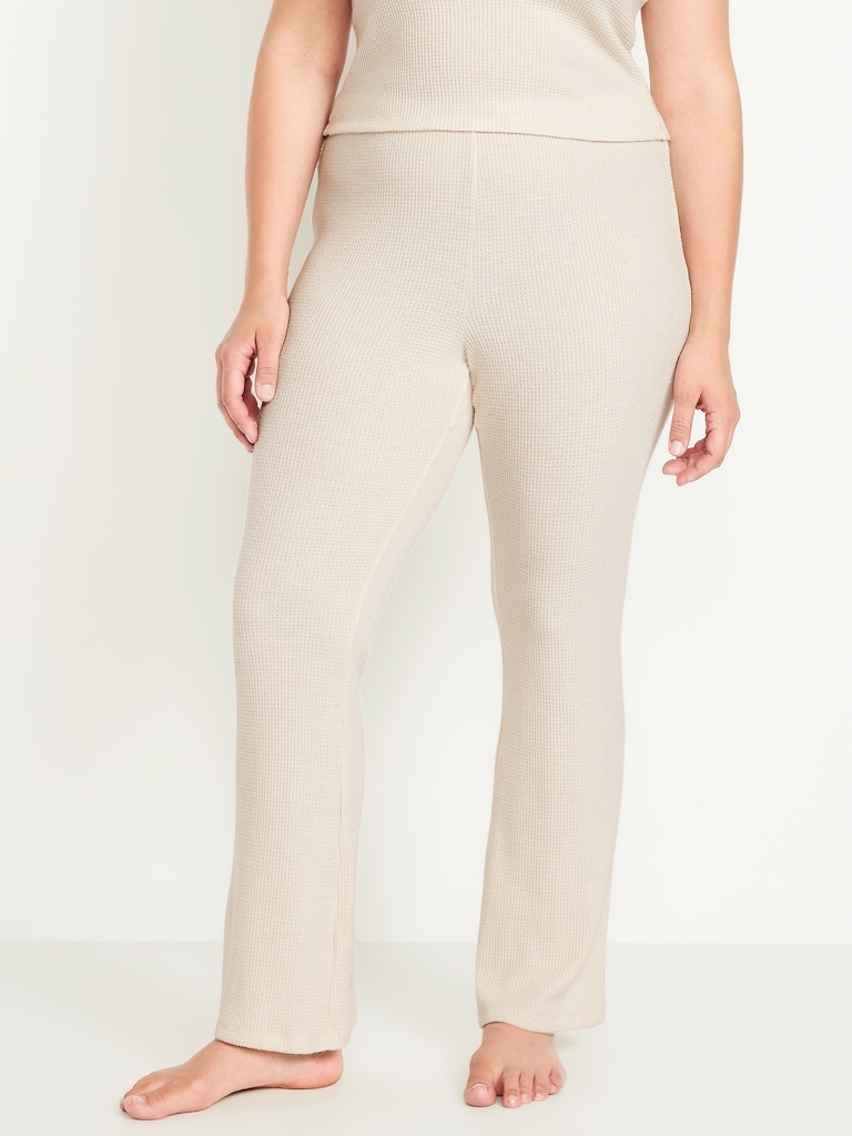 High-Waisted Cozy Waffle Flare Pants