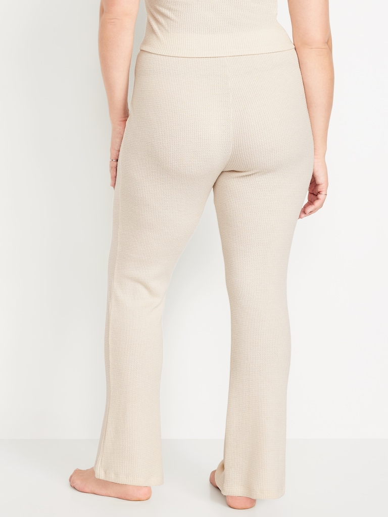 High-Waisted Cozy Waffle Flare Pants