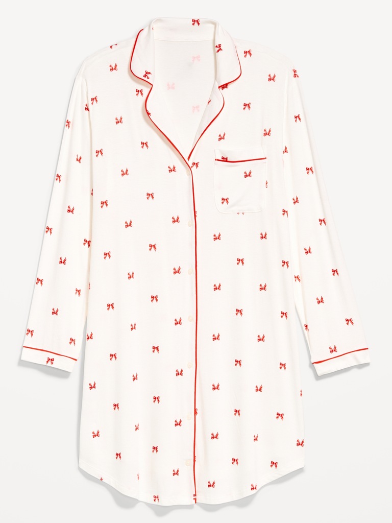 Long-Sleeve Knit Sleep Shirt