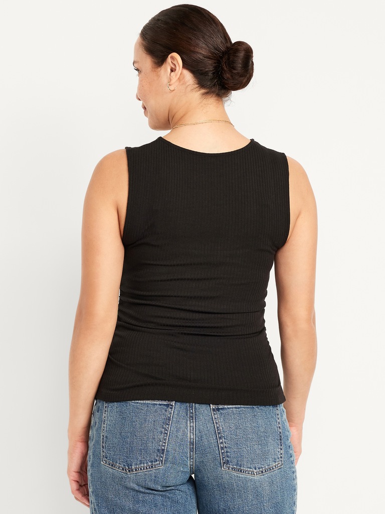 Maternity Sleeveless High-Neck Rib Top