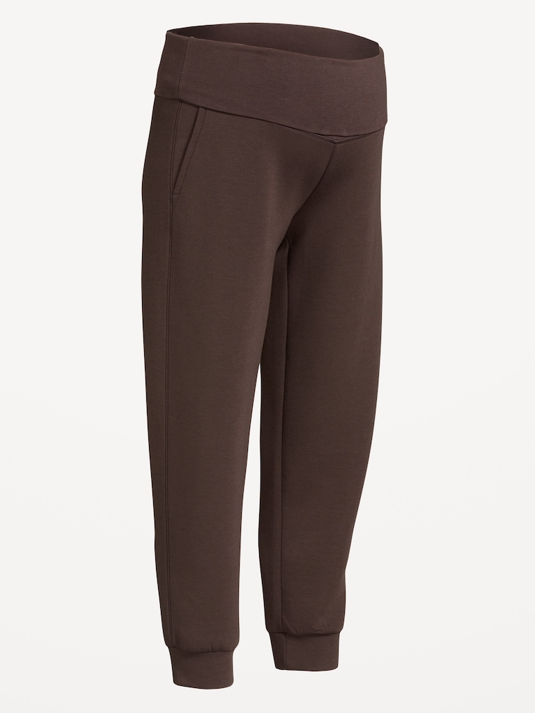 Maternity Bounce Fleece Rollover-Waist Jogger Sweatpants
