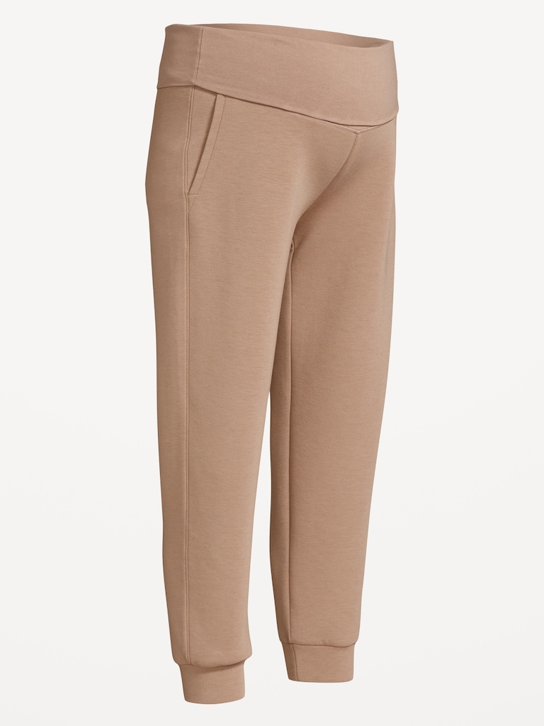 Maternity Bounce Fleece Rollover-Waist Jogger Sweatpants