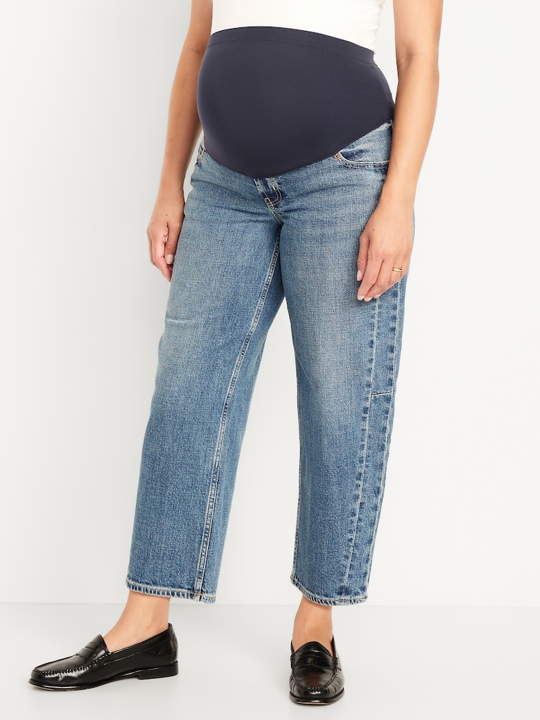 Maternity Full Panel Barrel Ankle Jeans