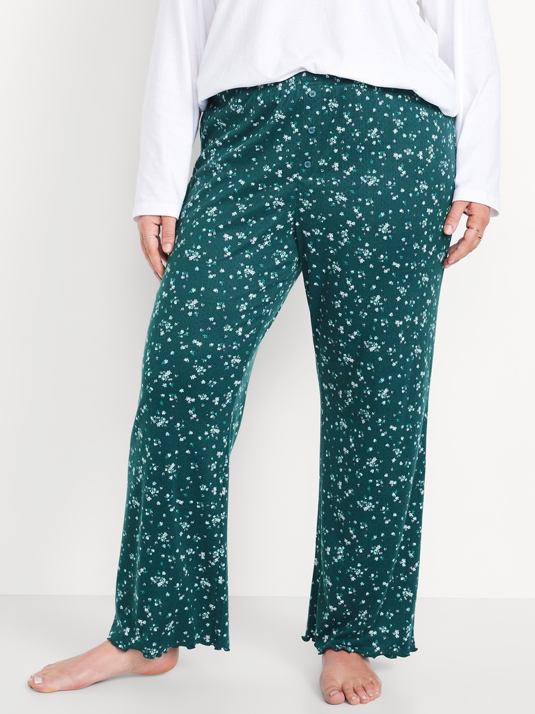 High-Waisted Cozy Rib Pajama Pants